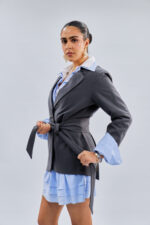 Serenity tie blazer in Navy Blue - Image 6