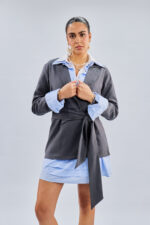 Serenity Tie Blazer in Grey