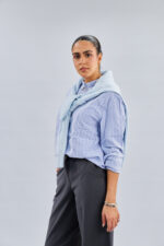 Volume Curve Pants in Navy Blue - Image 7