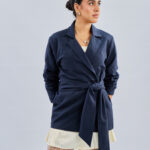 Serenity tie blazer in Navy Blue