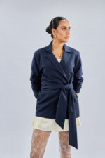 Serenity tie blazer in Navy Blue