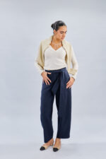 Volume Curve Pants in Navy Blue - Image 4