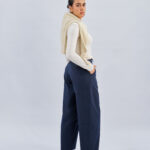 Volume Curve Pants in Navy Blue