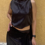 The Noir Scarf Blouse